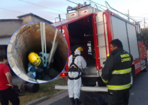 San Lorenzo: Bomberos Zapadores rescatan a un perrito caído en un pozo