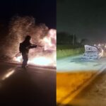 Daños totales en el incendio de un vehículo en Ruta 10 entre Aldao y Andino