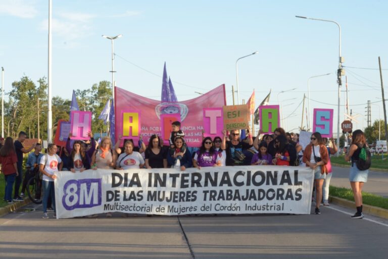 Con consignas contra el gobierno nacional y provincial, mujeres marcharon en San Lorenzo por el 8 M