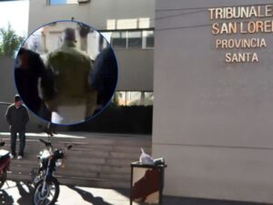 Tribunales de San Lorenzo: mesa de audiencia durante el caso de Adrián del Greco, acusado de estafa