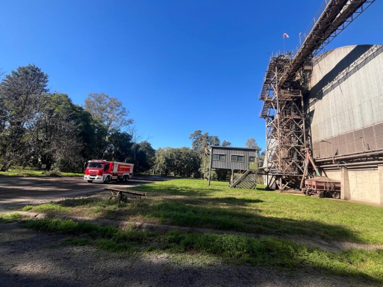 Sofocaron foco de incendio en celda de cereal de la empresa Buyatti en Puerto San Martín