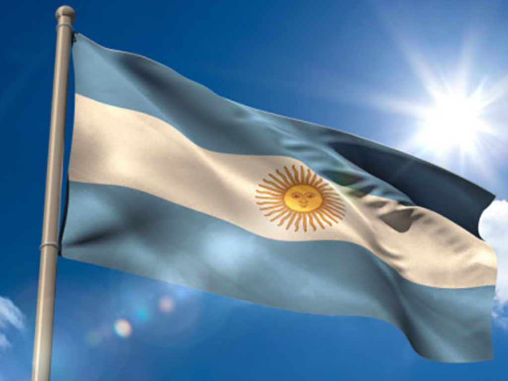 Bandera de Argentina símbolo patrio del Día de la Independencia, 9 de julio, feriado nacional.
