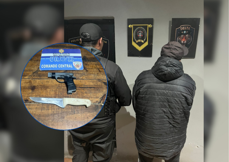 San Lorenzo: Detuvieron a un hombre que portaba una cuchilla y la réplica de un arma de fuego