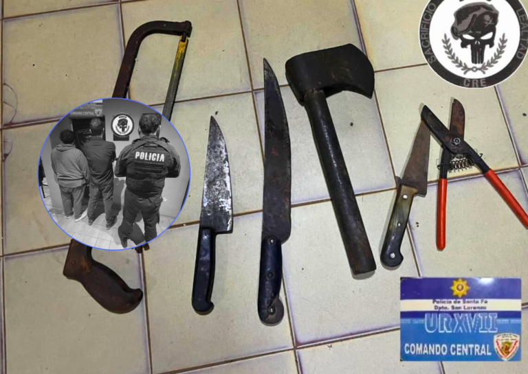 San Lorenzo: dos hombres demorados con armas blancas, carne y un chancho en su vehículo