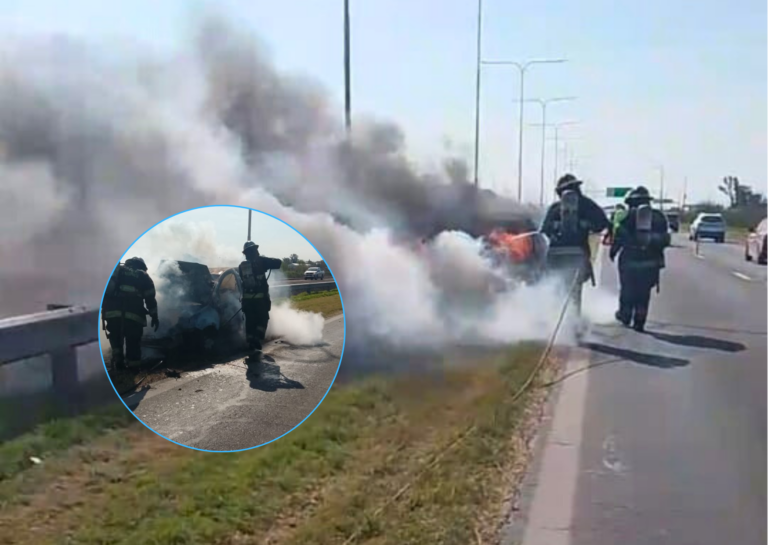 Se incendió un automóvil en plena autopista