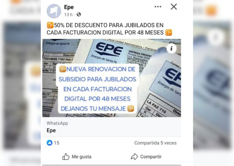 La EPE advierte sobre posibles intentos de estafa a usuarios de Santa Fe