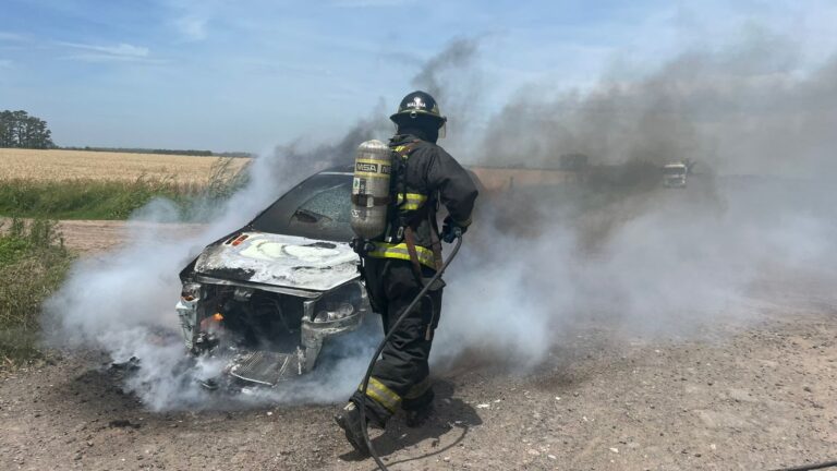Incendio destruye por completo un vehículo en las afueras de Ricardone