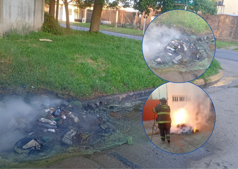 ¿Ola de incendios intencionales? Cuatro contenedores quemados en menos de una hora en San Lorenzo