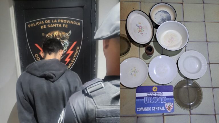 Un “aficionado a la vajilla”: tras una sospechosa huida, detienen a un hombre con platos y fuentes que no eran suyos