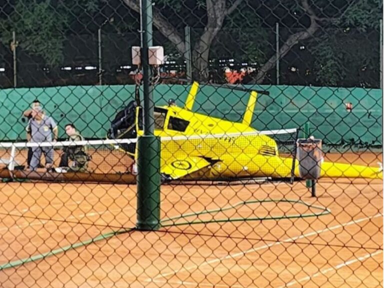 Helicóptero cayó sobre cancha y deja tres heridos