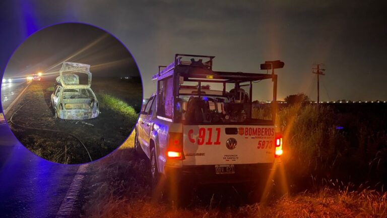 Las llamas consumieron por completo un auto estacionado en Ricardone