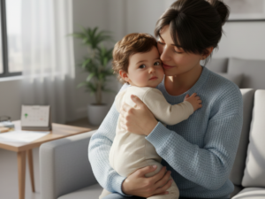 Madre abrazando a su hijo, referencia para el cobro de Asignaciones familiares ANSES febrero 2026.