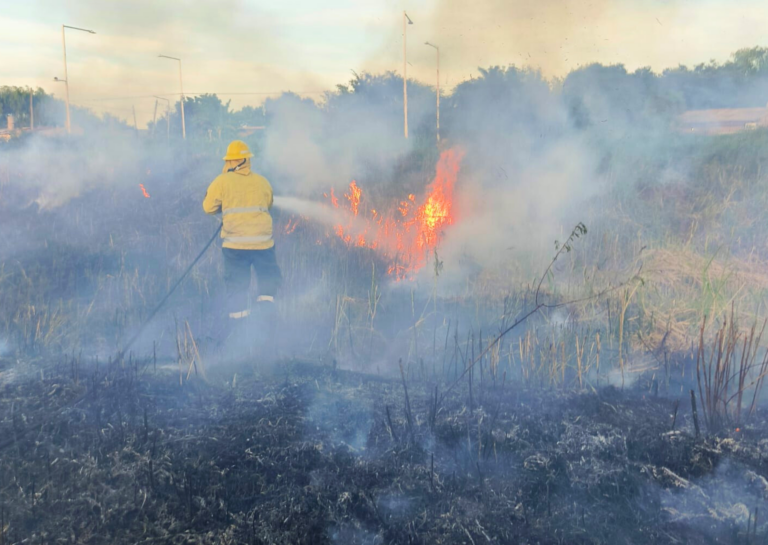 Fin de semana de intenso trabajo para los bomberos por múltiples incendios de pastizales en San Lorenzo