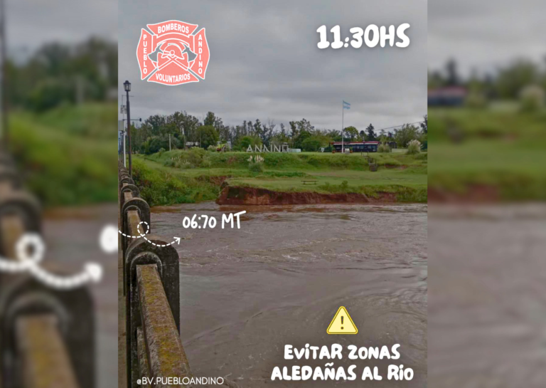 Alerta en Andino: el río Carcarañá alcanzó los 6,70 metros y crece a ritmo sostenido