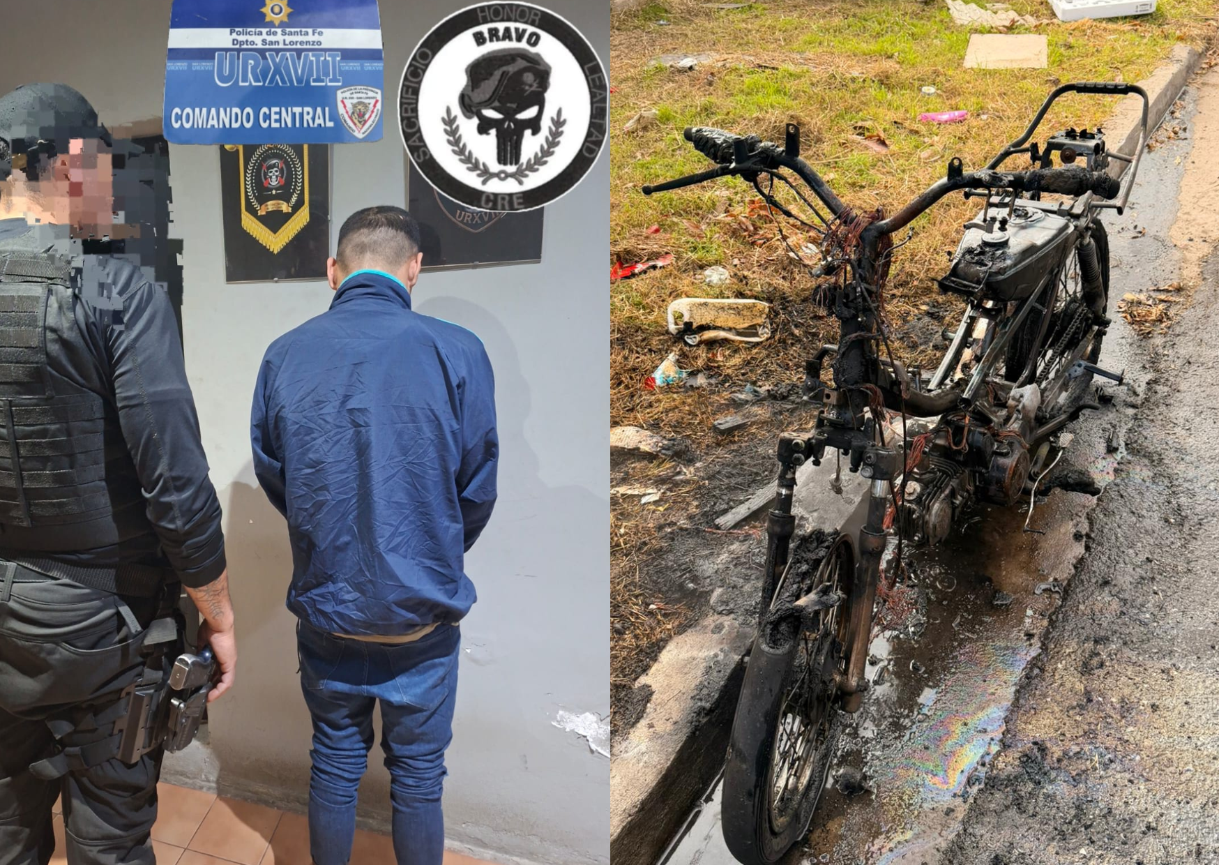 San Lorenzo: La amenazó con un arma, le robó la moto y se la prendió fuego