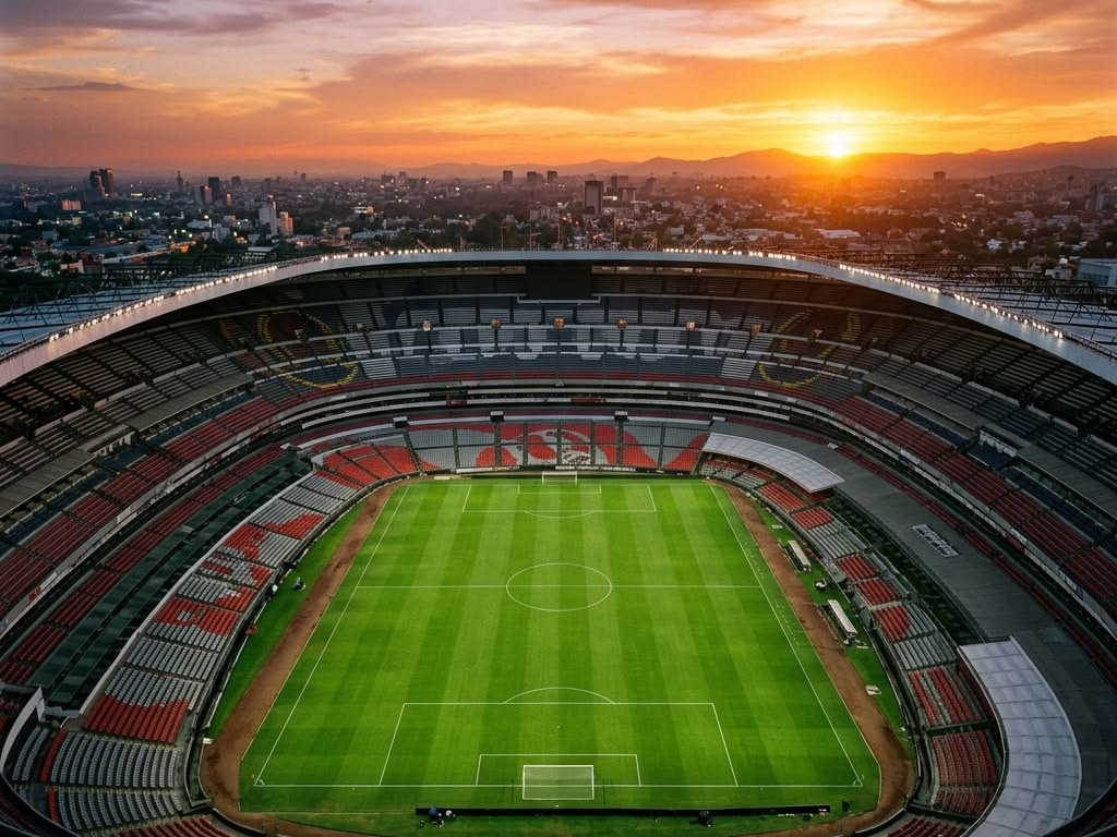 Vista aérea del Estadio Azteca, una de las sedes principales del Mundial 2026