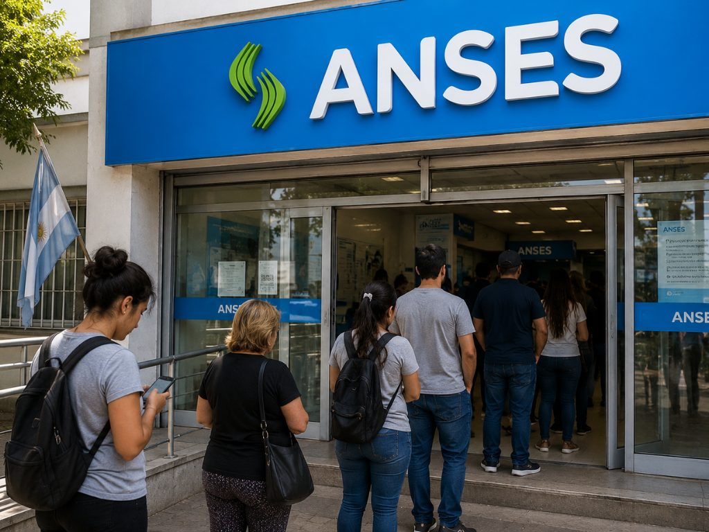 Personas realizan trámites en una oficina de ANSES tras la actualización del Salario Familiar desde julio de 2026.