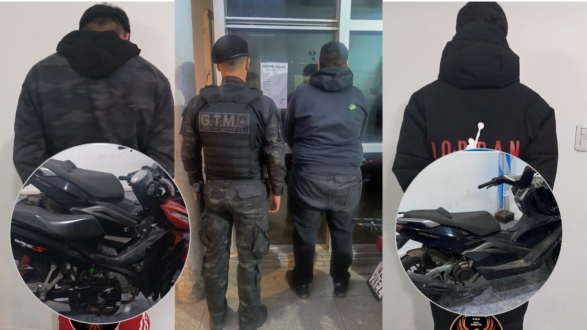 Patrullaje nocturno en Capitán Bermúdez: tres jóvenes detenidos con dos motos, una con pedido de secuestro y otra con números adulterados