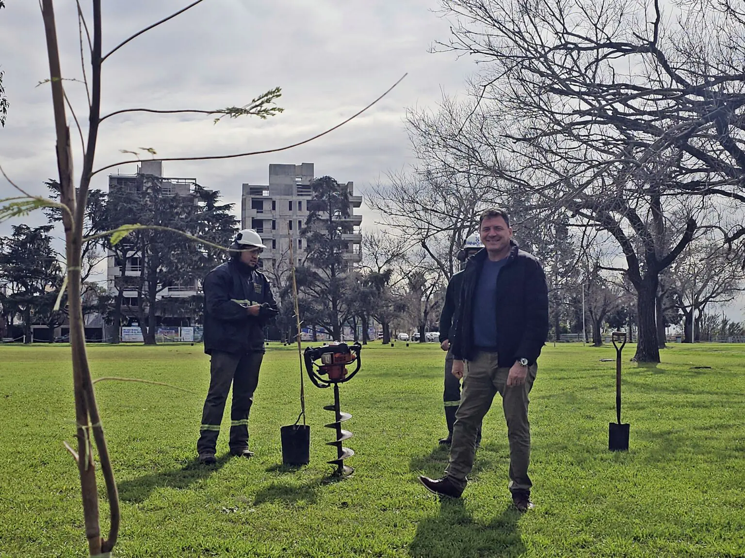 Plantación de nuevos árboles y especies nativas en la reforestación del Campo de la Gloria