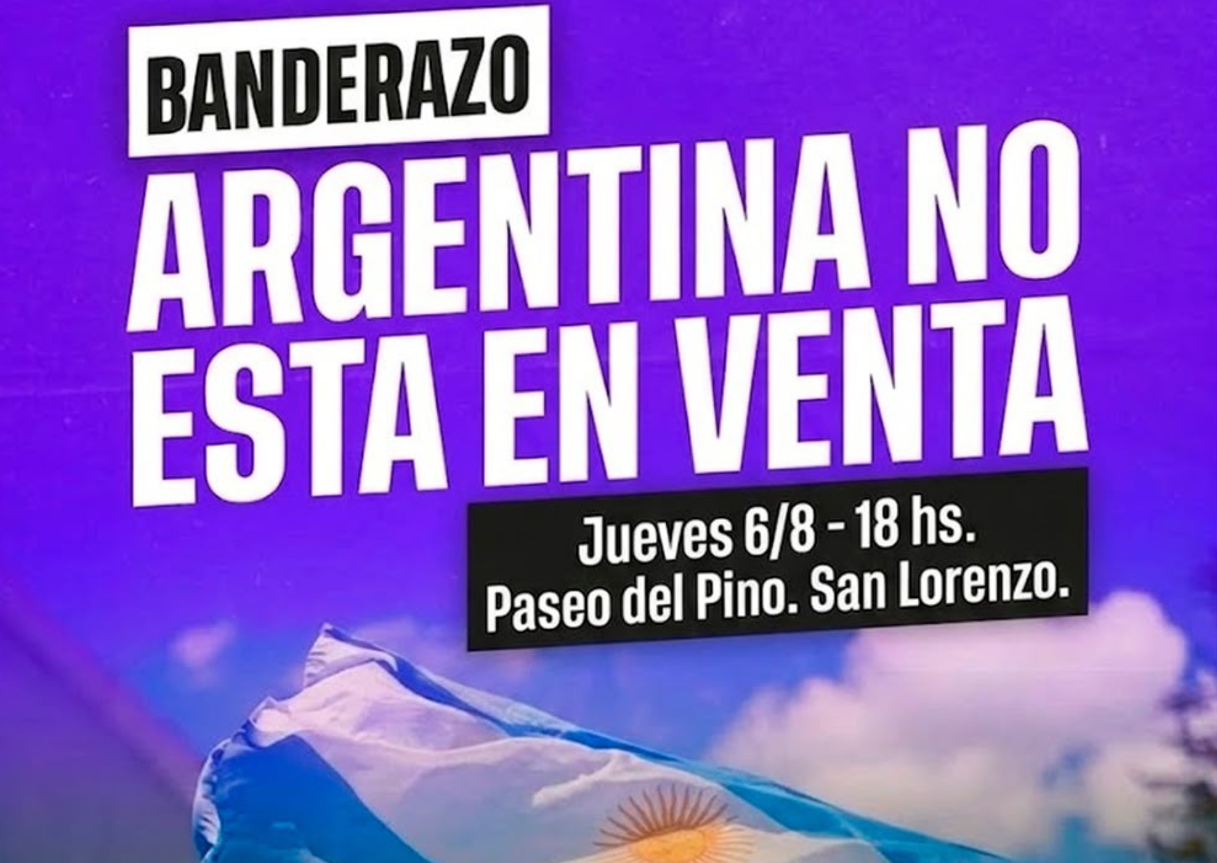 Convocan a un banderazo en San Lorenzo en defensa de la soberanía nacional