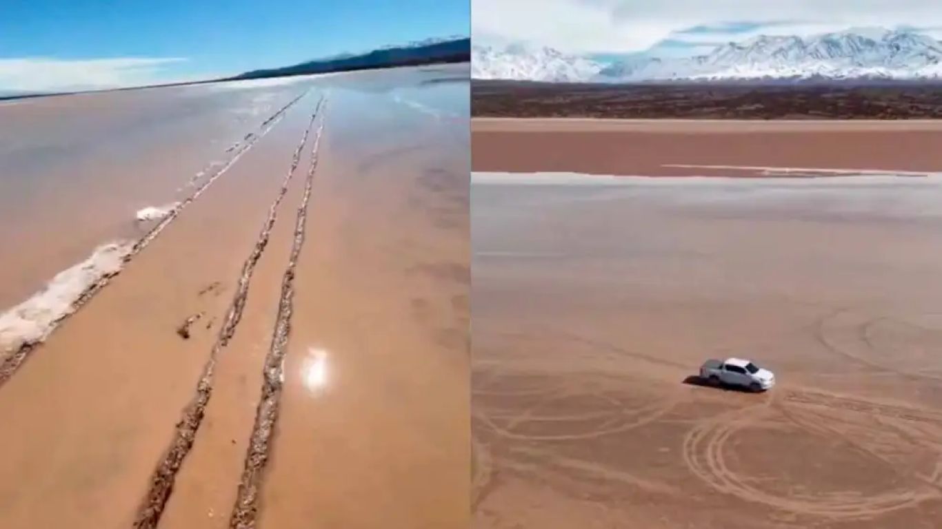 Entró con una camioneta a la Pampa del Leoncito y dejó huellas que podrían tardar décadas en desaparecer