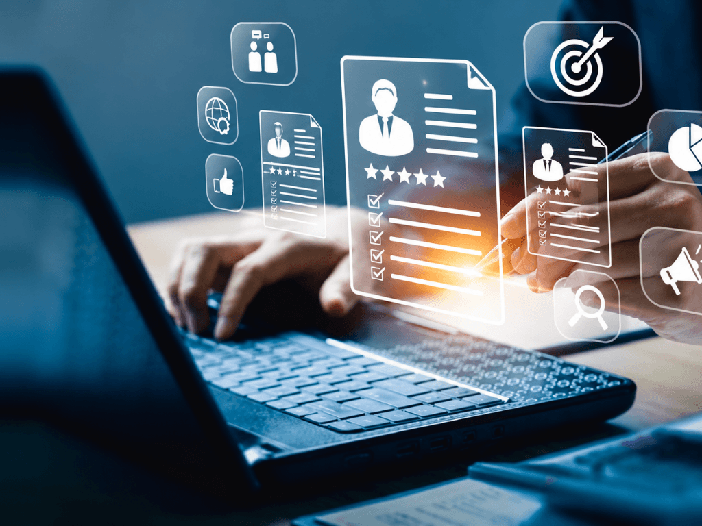Especialista utilizando sistemas para filtrar cv con ia en los procesos modernos de recursos humanos.