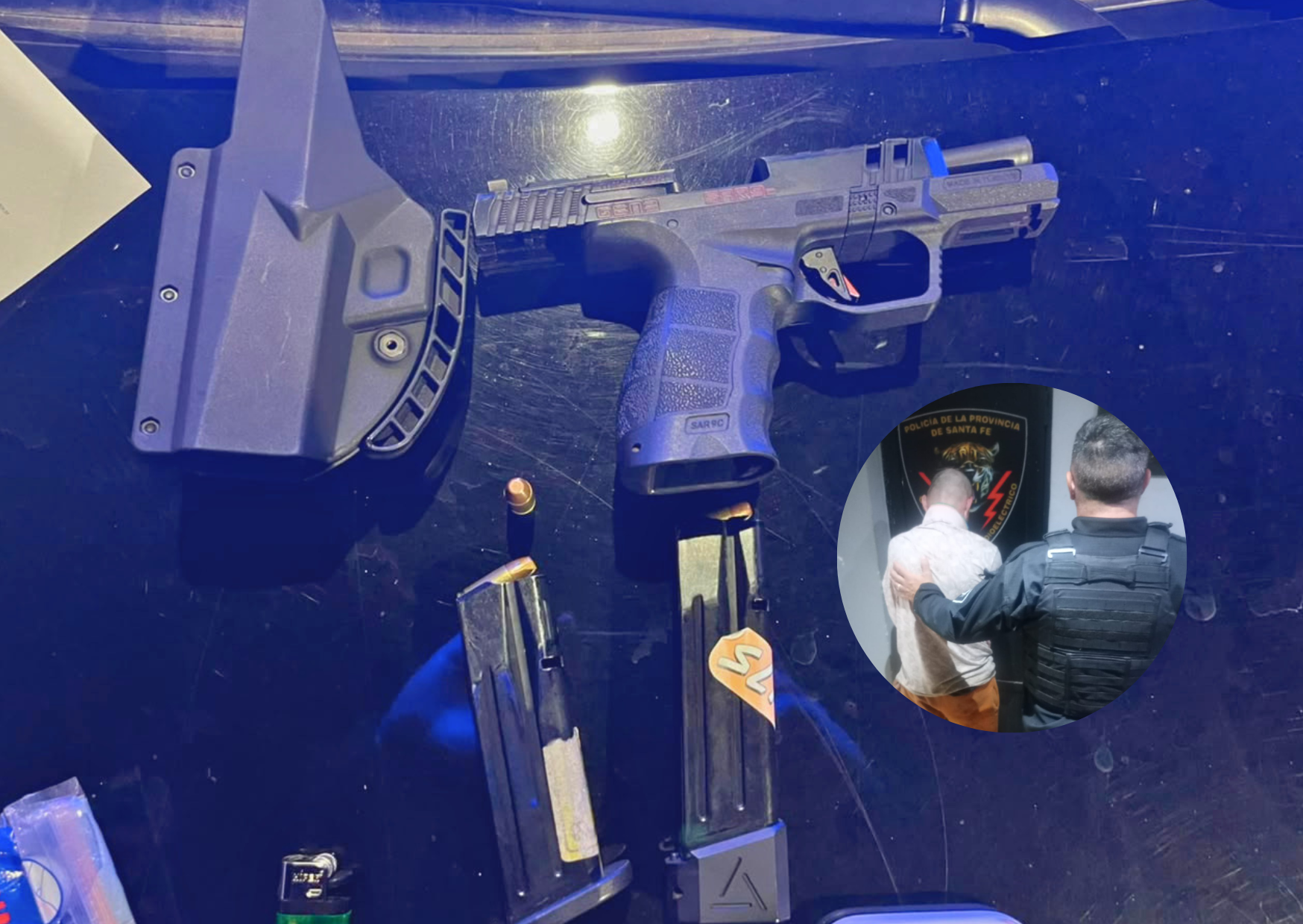 San Lorenzo: Detuvieron a un joven de Capitán Bermúdez armado con una pistola 9 mm