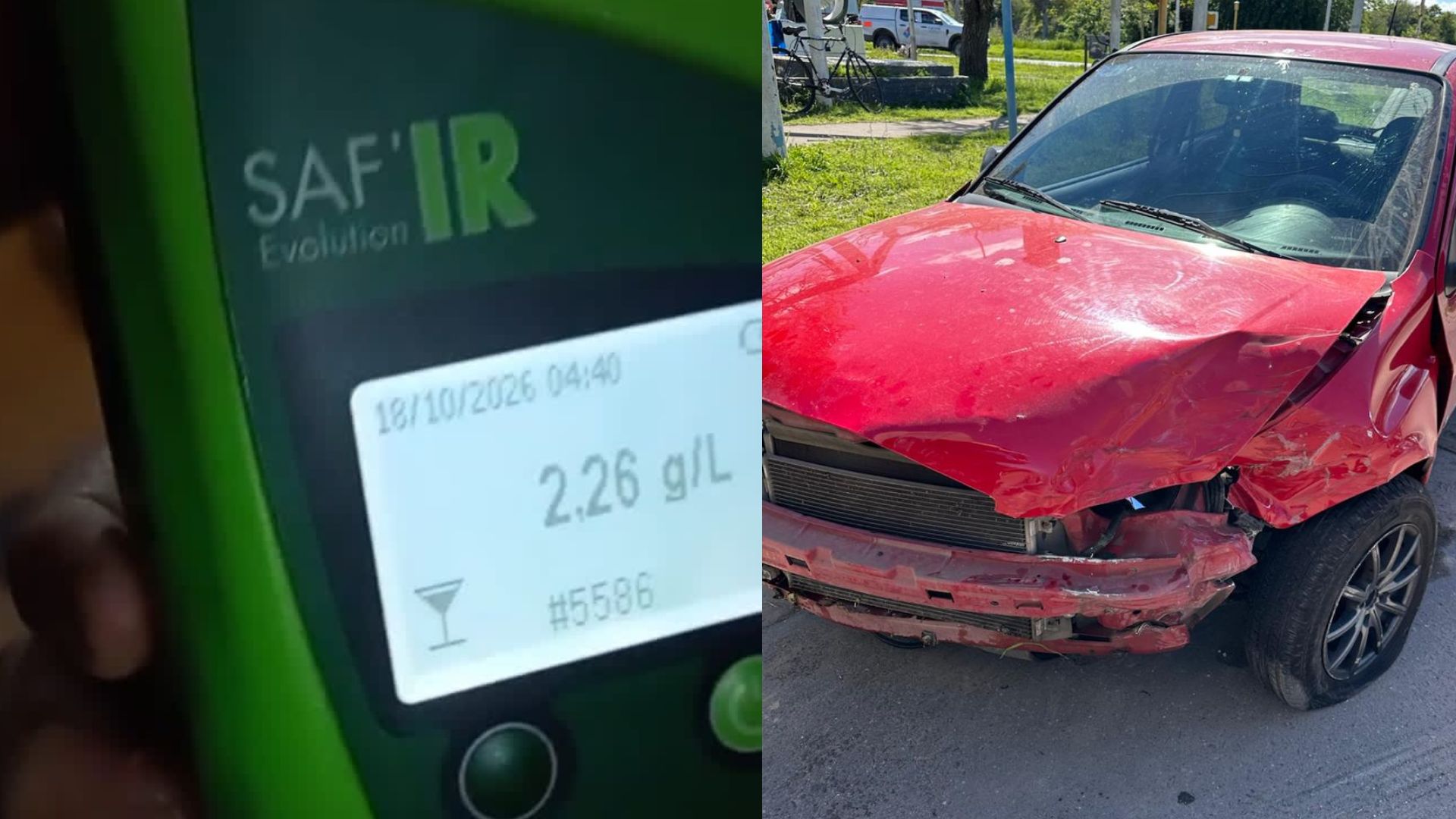 Patrullero involucrado en un choque ocurrido en Fray Luis Beltrán.
