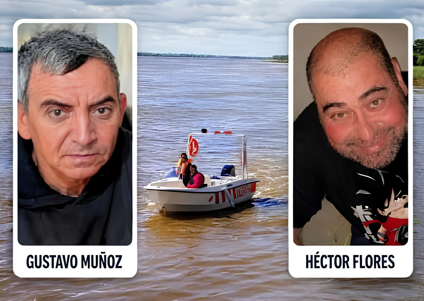 Operativo de búsqueda de pescadores desaparecidos en el río Paraná, a la altura de Fray Luis Beltrán.
