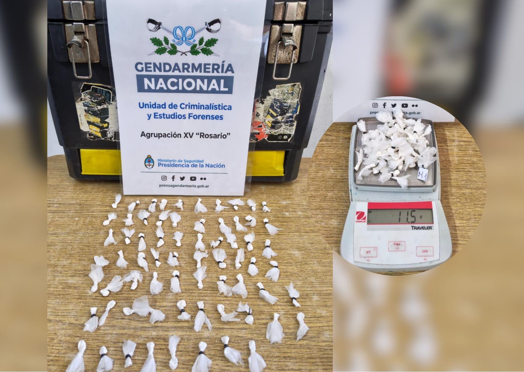 - Gendarmería secuestró cocaína en San Lorenzo durante un patrullaje cerca de la Ruta Nacional 11.